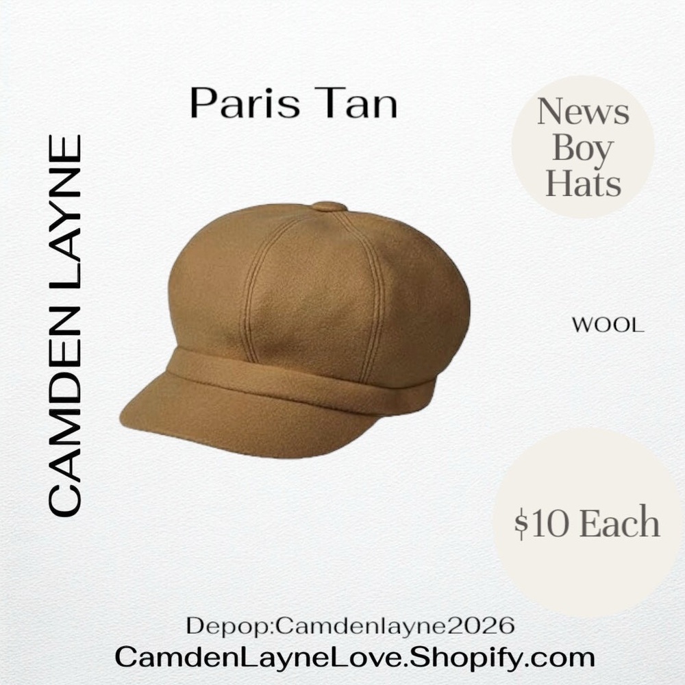 Camden Layne Tan Wool Newsboy Hat